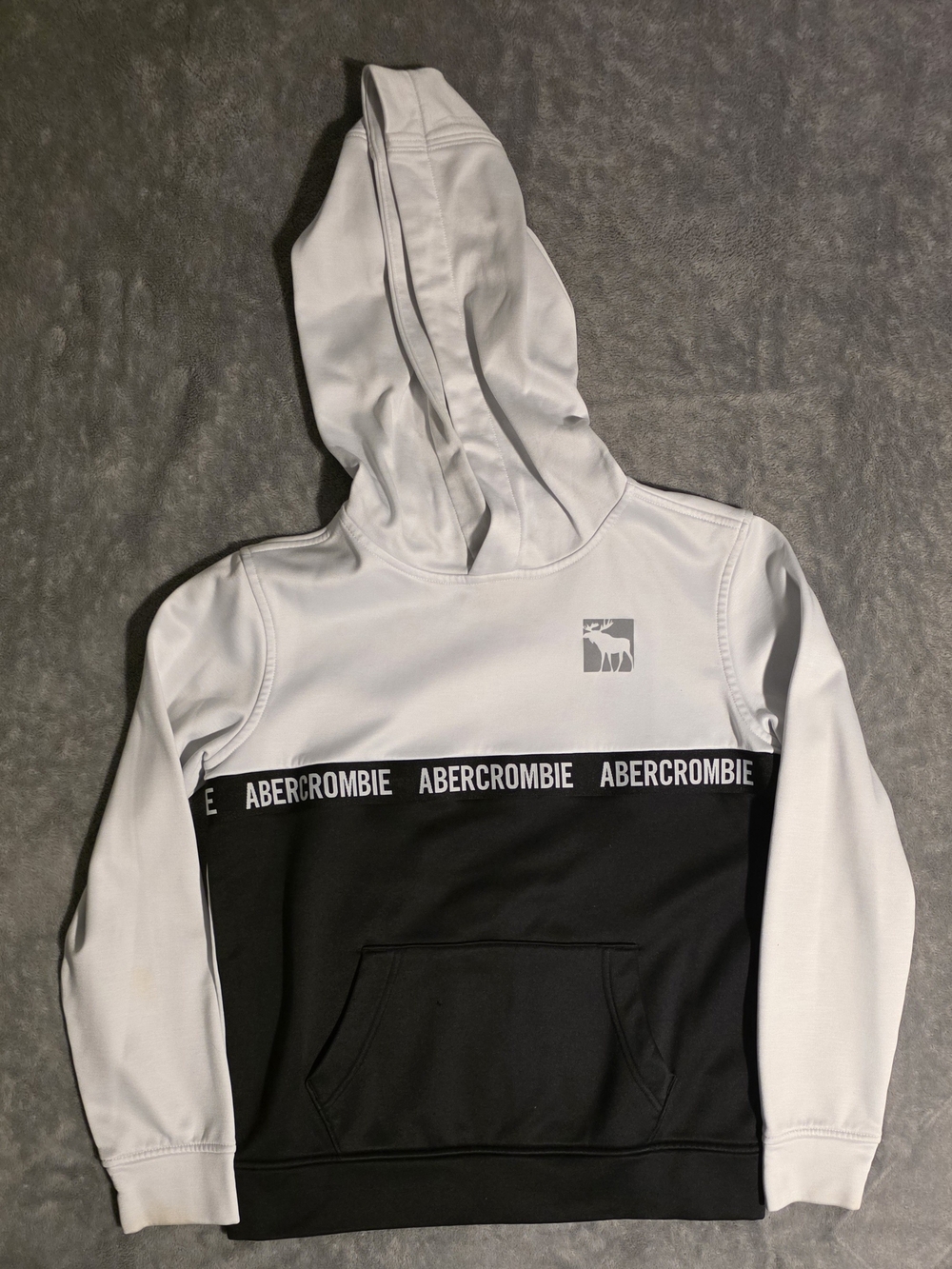 Abercrombie & Fitch White and Black Colorblock Hoodie